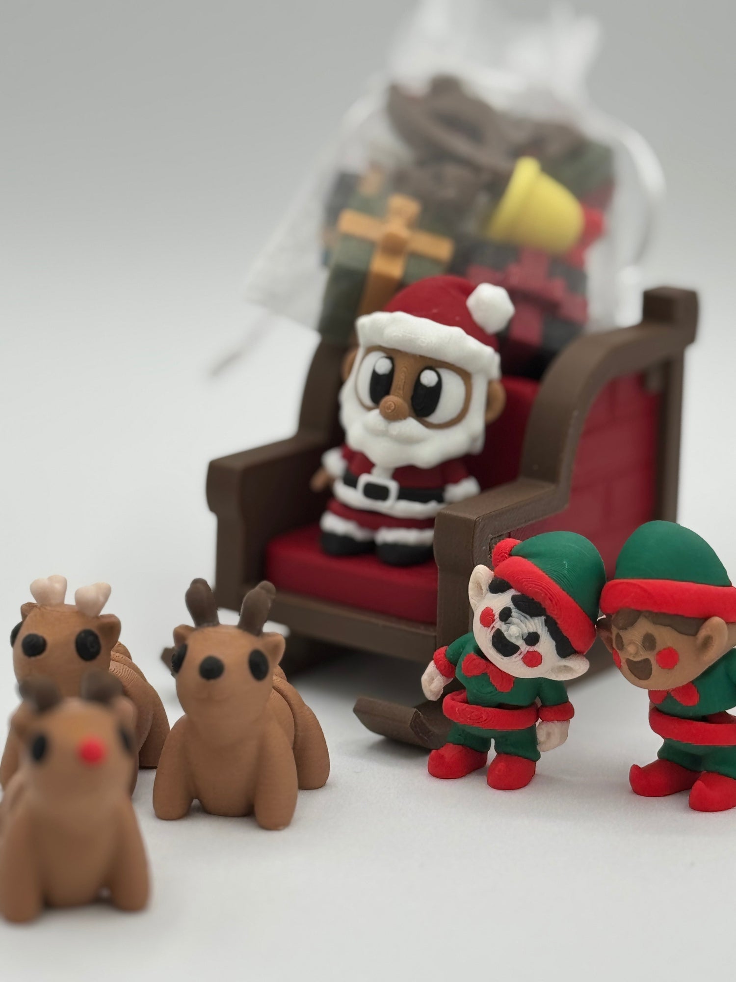 Christmas play sets with 3D-printed miniatures for imaginative play, classrooms, and sensory bins