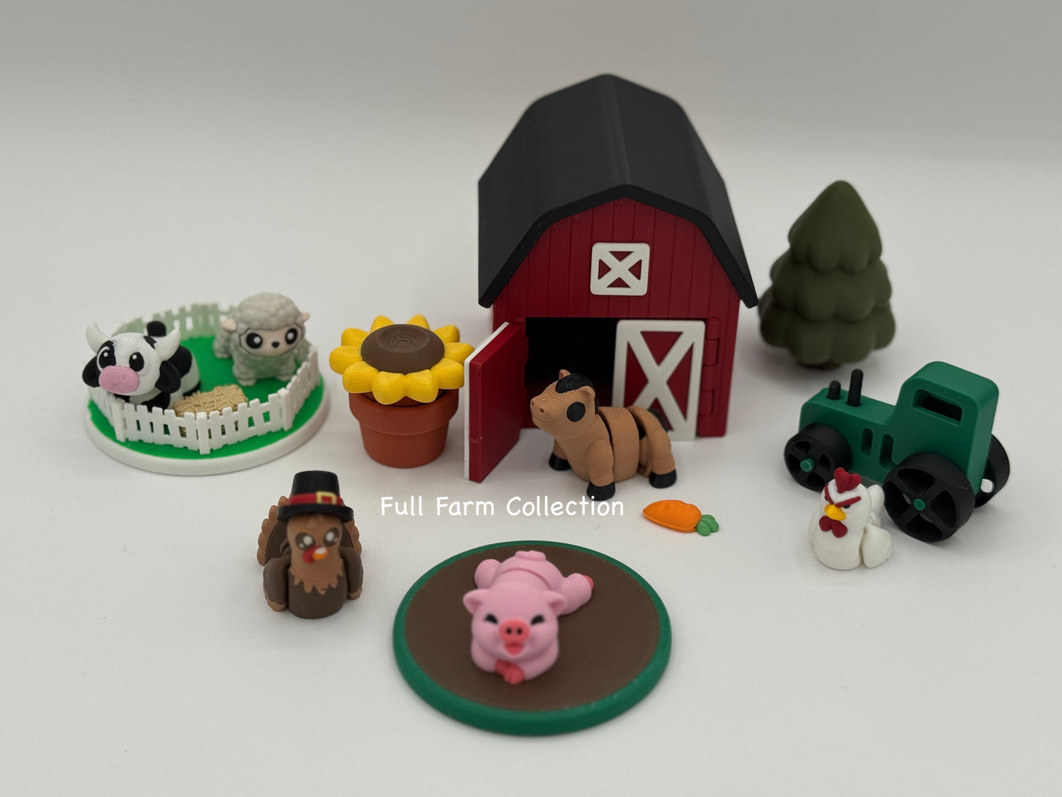 Farm play sets with 3D-printed miniatures for imaginative play, storytelling, and guided learning