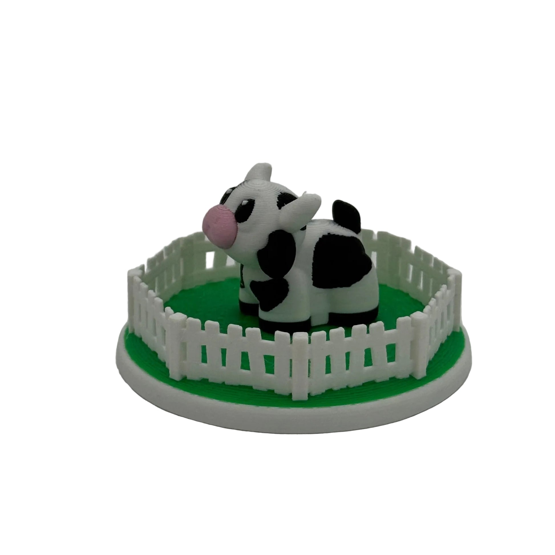 3D printed cow pasture accessory for farm sensory bins and pretend play setups

