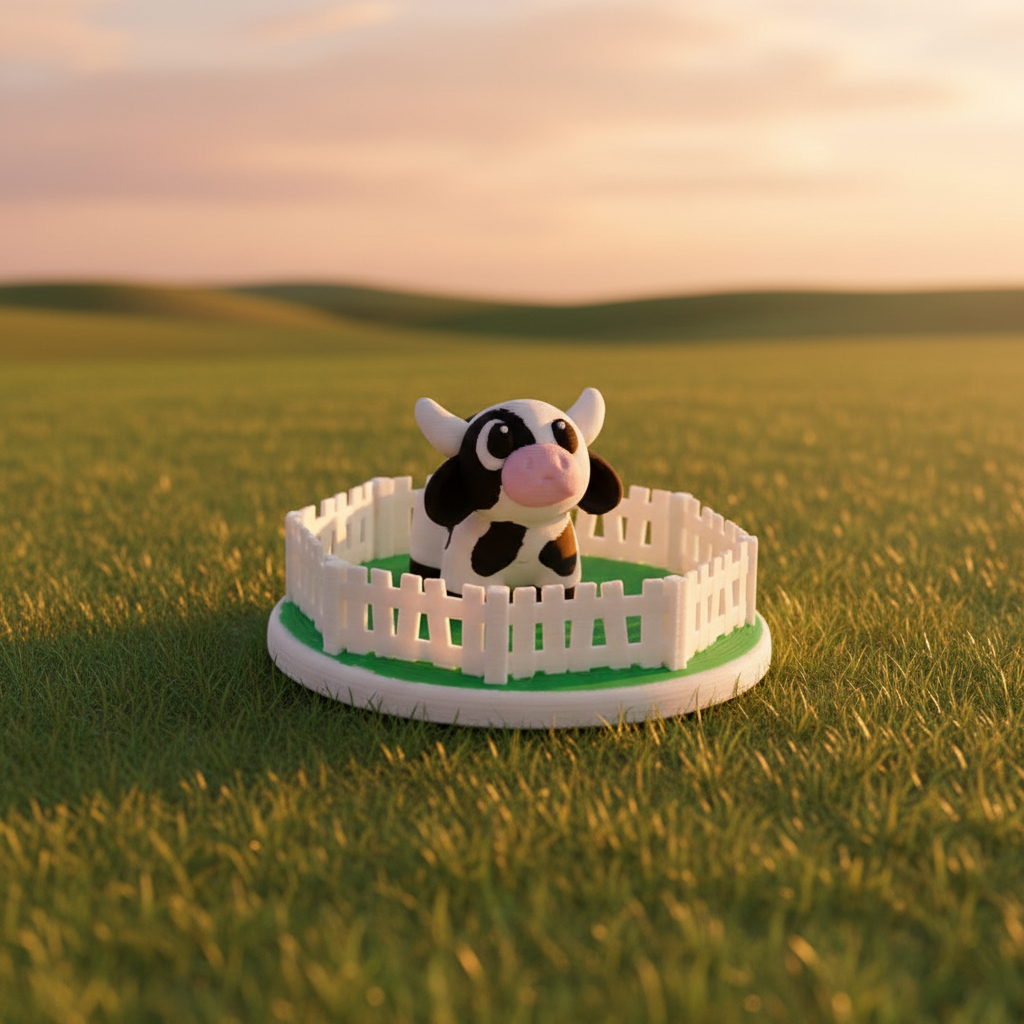 Farm animal cow pasture miniature staged for imaginative play and pretend farm scenes