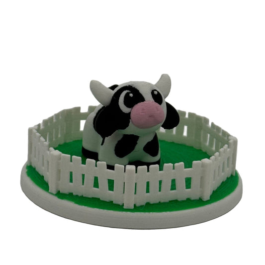 Cow fenced pasture miniature add-on set for farm small world and sensory play