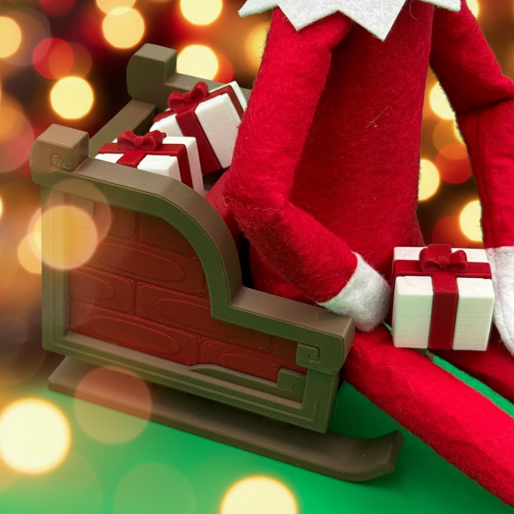 Elf Sleigh with Mini Presents – Holiday Display Prop by BriteBerry.co