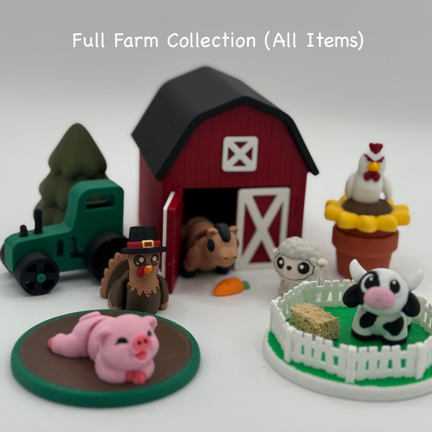 Complete farm animal miniature collection with barn, animals, and accessories for pretend play and sensory bins