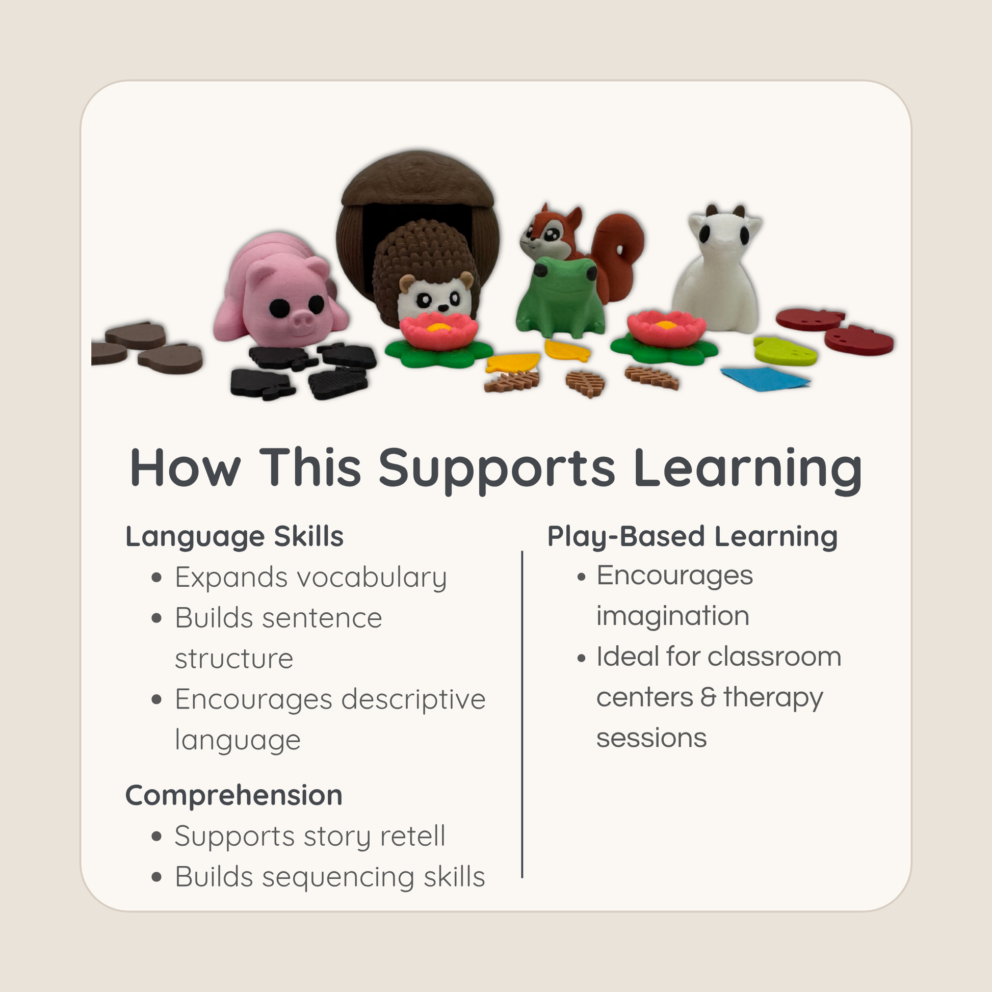 Educational benefits of hedgehog miniature play set supporting language development, storytelling, and imaginative play