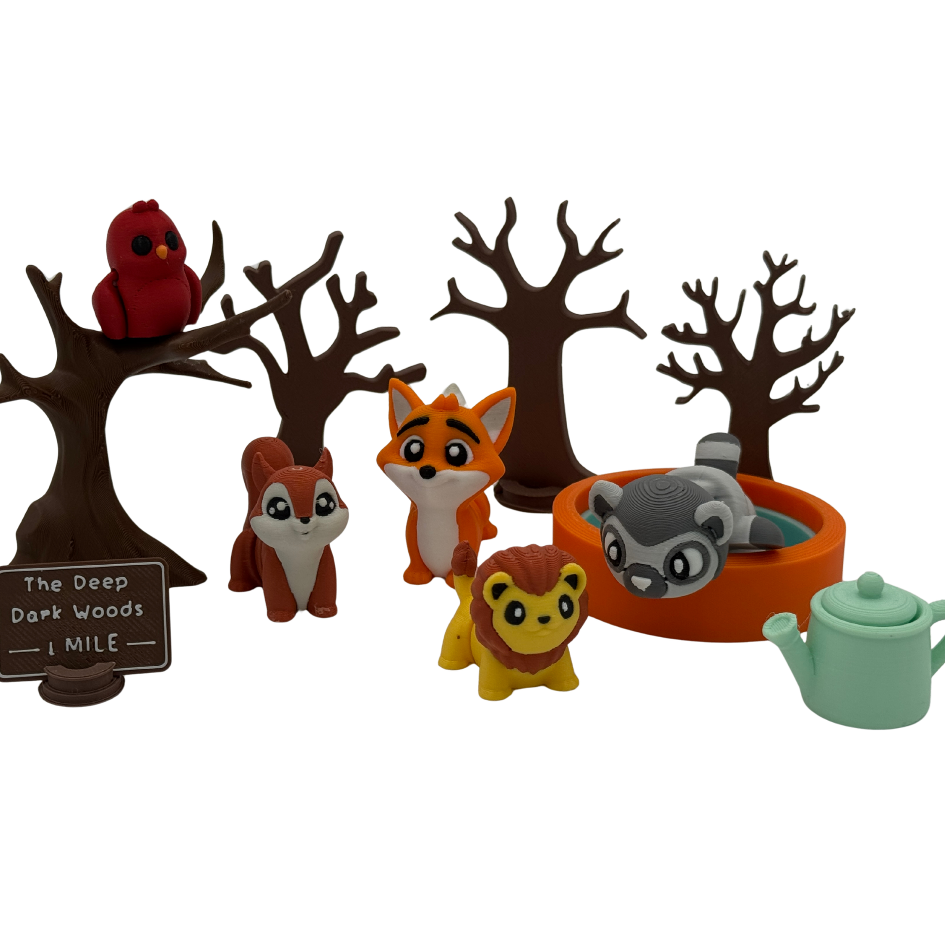 Full lemur and woodland friends miniature set displayed on clean background