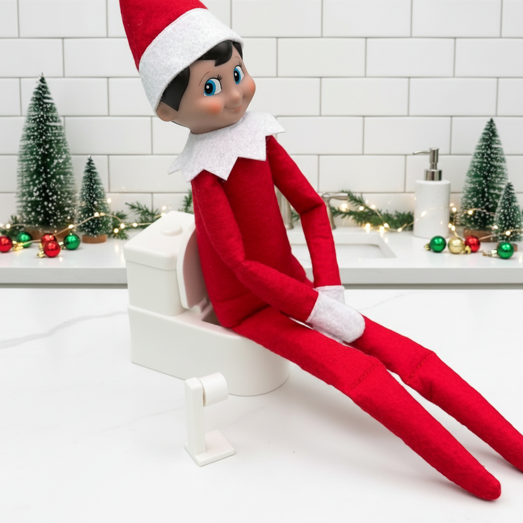 Elf-Sized Mini Toilet & TP Holder — Hilarious Bathroom Prop