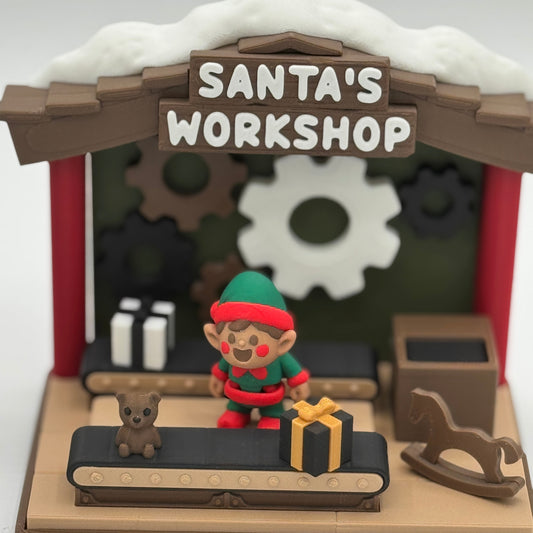 Santa’s Workshop – Mini 3D Play Scene (Elf, Gifts & Tiny Toys Included)