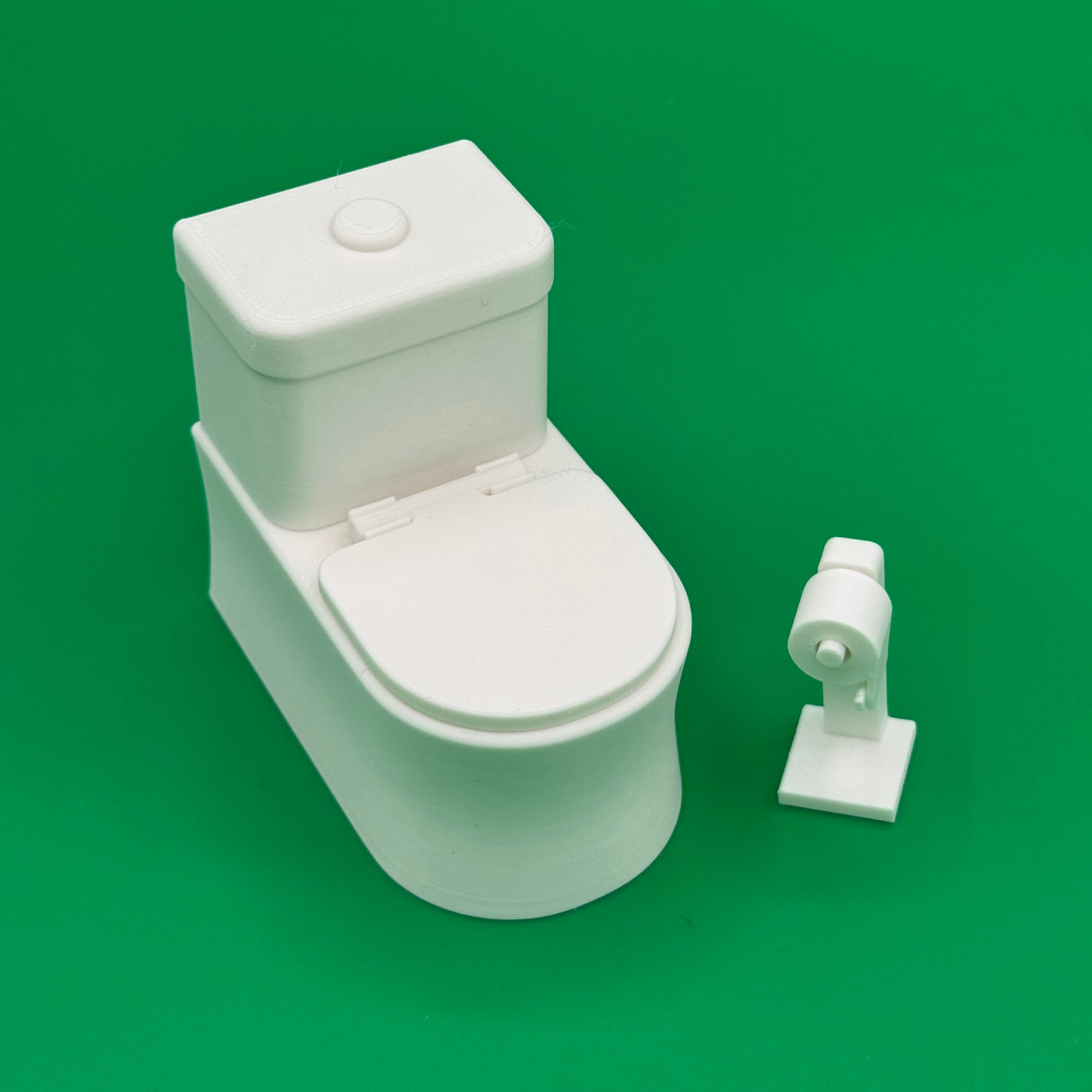 Closeup view of miniature toilet