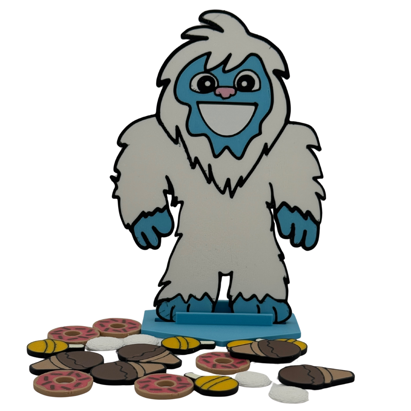 Feed the Yeti game stored in labeled container showing organization and storage solution