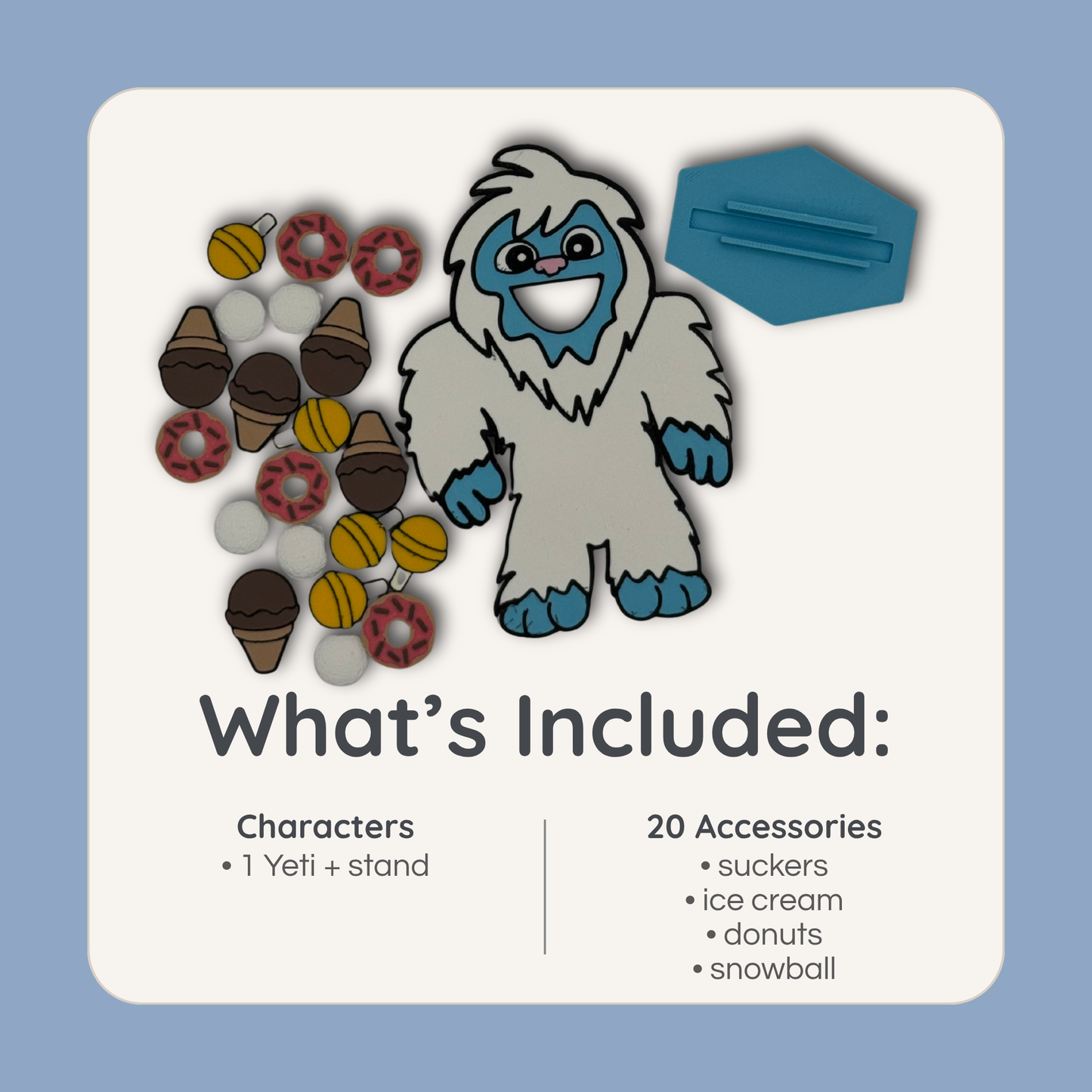 Feed the Yeti game set with 20 feeding pieces, yeti board, and accessories included