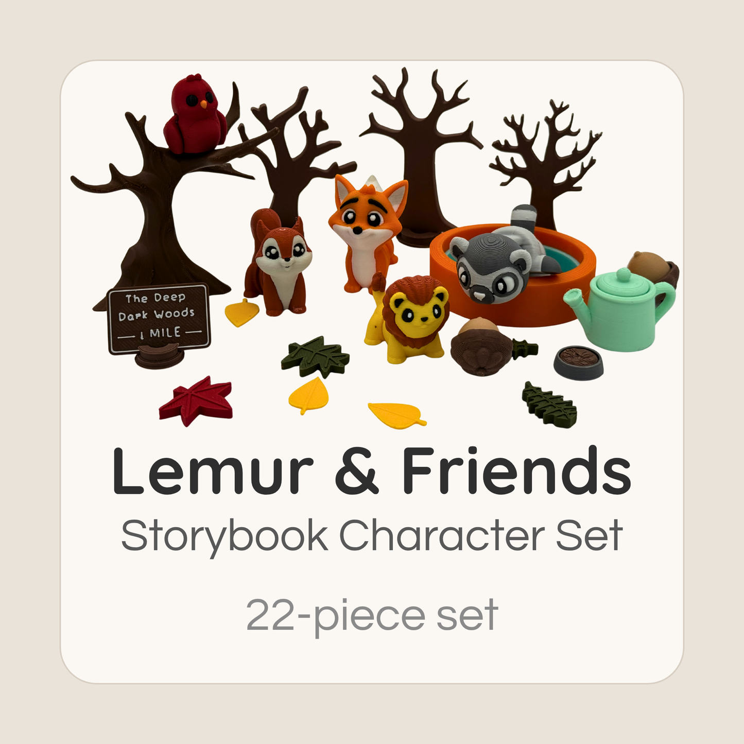 lemur miniature set for story retell sensory bin and language development play