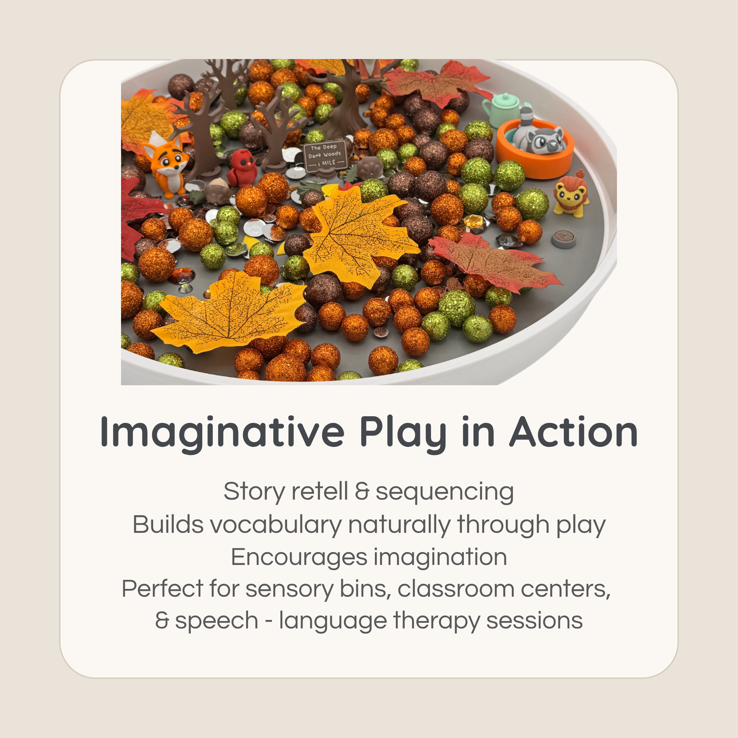Lemur miniature set used in sensory bin for story retell, sequencing, and imaginative play activities