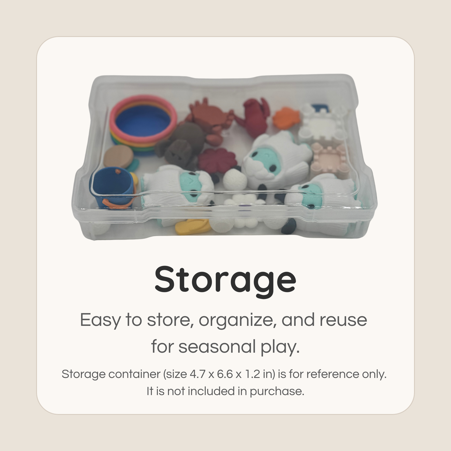 Yeti miniature set stored in container for easy organization and reuse
