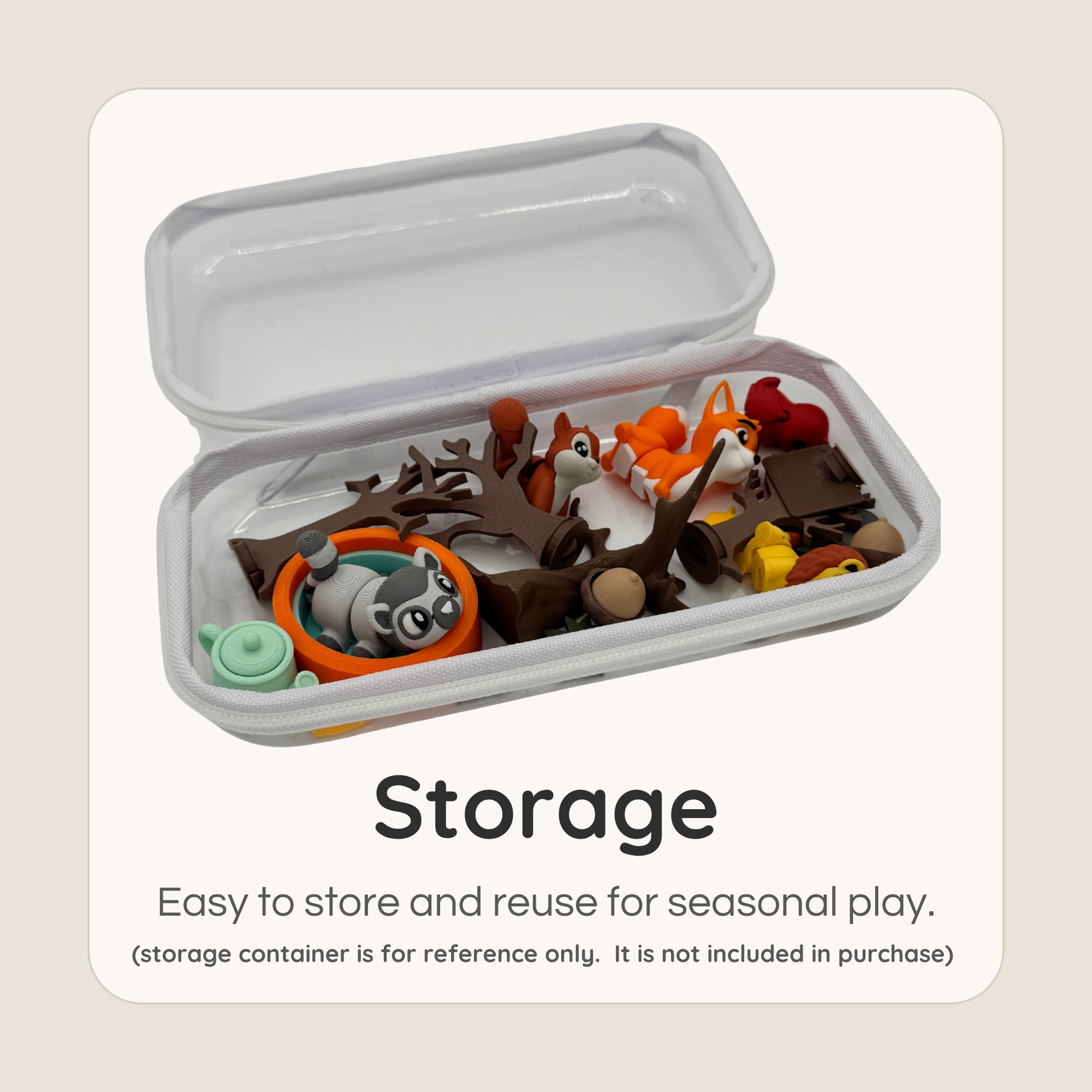Example of storage container for organizing small 3D printed miniatures and accessories